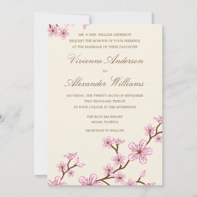 BLOSSOMS DE CERDO| INVITACIÓN DE BODA (Anverso)
