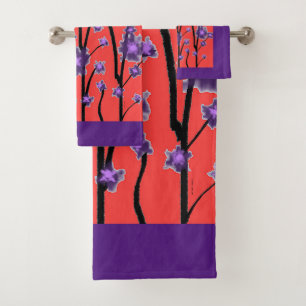 BLOSSOMS PURPLE MODERNO CONTEMPORÁNEO EN ROJO
