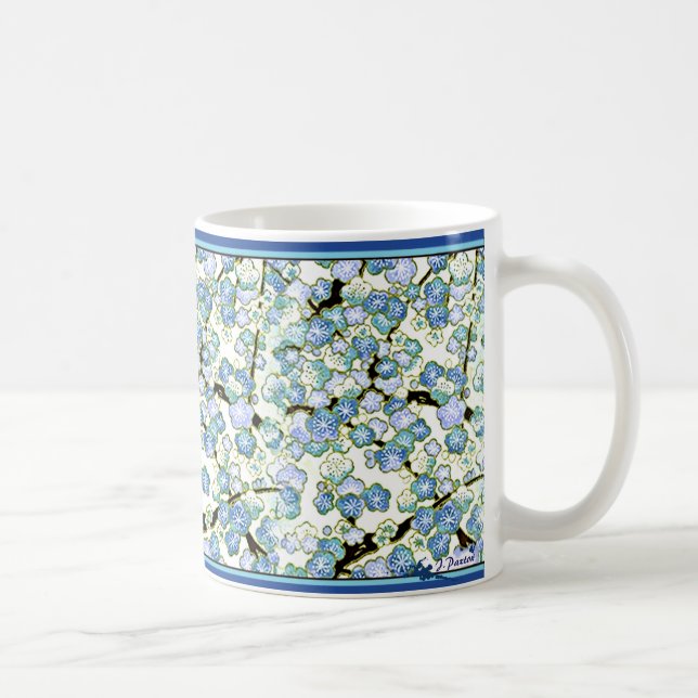 Blossums azul japonés - taza de café de 11 onzas (Derecha)