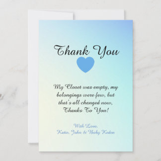Blu Color Theme baby Shower Tarjetas de agradecimi