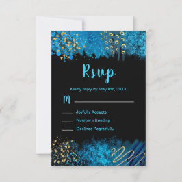 Blue Alcohol Ink Sweet 16 Birthday Party RSVP