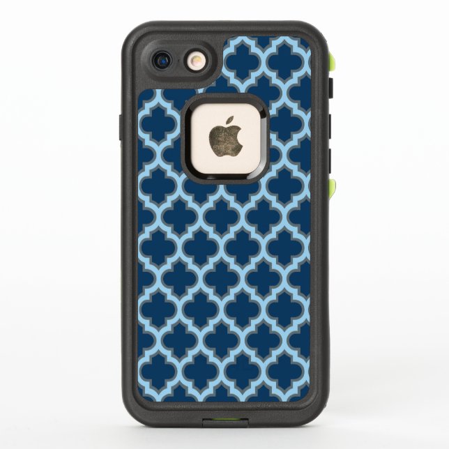 Blue and Baby Blue Trellis, Lattice, Quatrefoil (Reverso)