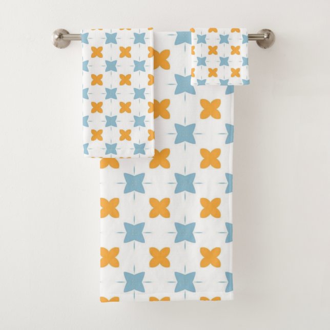 Blue and orange floral tile pattern (In situ)