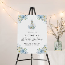 Blue and White Floral Anchor Bridal Luncheon