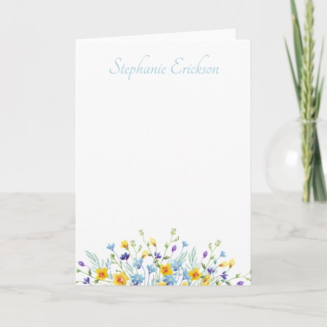 Blue and Yellow Wildflower Personalized Stationery (Anverso)