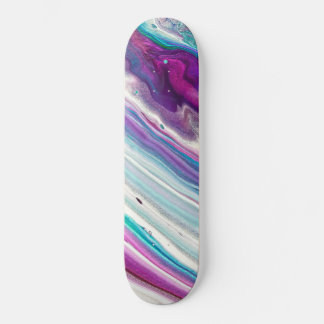 Blue Artsy Paint Strokes Pattern Skateboard
