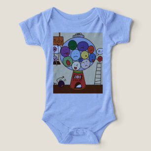 "Blue Baby Bodysuit con una ilustra de globo color