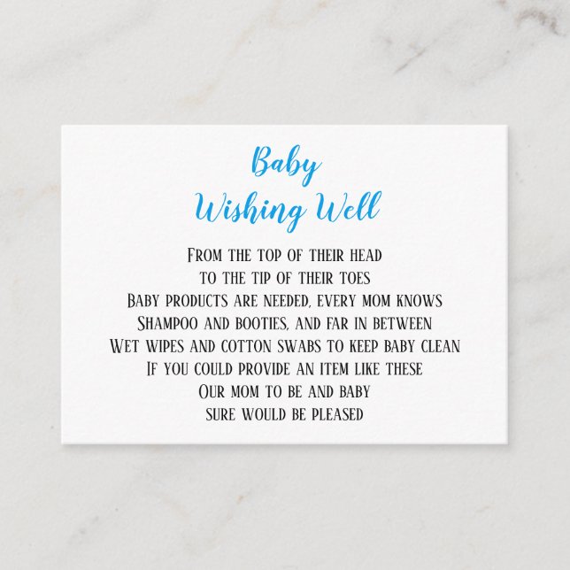 Blue Baby Boy Deseando Mini Tarjetas Baby Shower (Anverso)