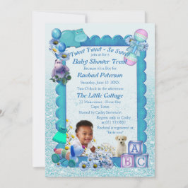 Blue Baby Boy Shower Tweets Invitación