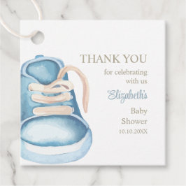 Blue Baby Shoes Baby Shower Gracias Etiqueta De Fa