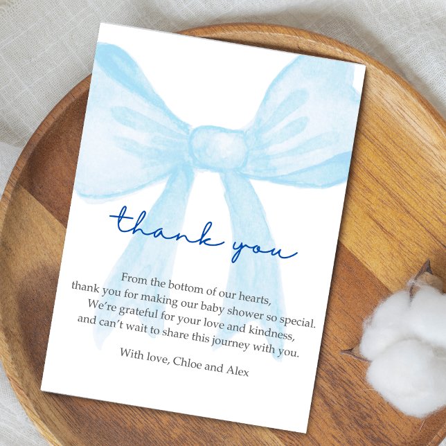 Blue Baby Shower Thank You Card – Editable (Subido por el creador)