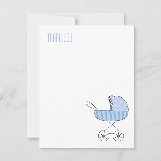 Blue Baby Stroller | Tarjetas de nota de agradecim (Anverso)