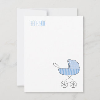 Blue Baby Stroller | Tarjetas de nota de agradecim