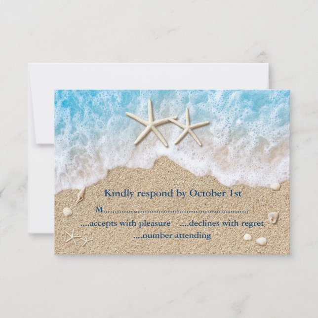Blue Beach Waves & Starfish RSVP (Anverso)