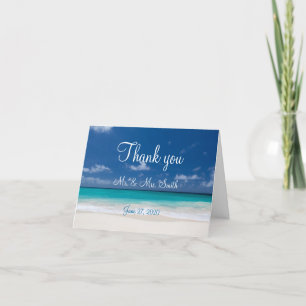 Blue Beach Wedding Tarjetas de agradecimiento