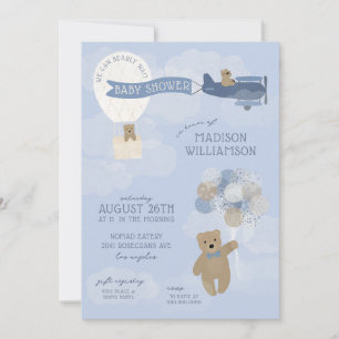 Blue Bearly Wait Teddy Bear Invitación Baby Shower