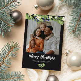 Blue Berry Greenery Foto Feliz Navidad