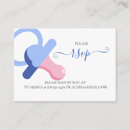 BLUE BINKY, tarjeta de gabinete RSVP de BABY SHOWE