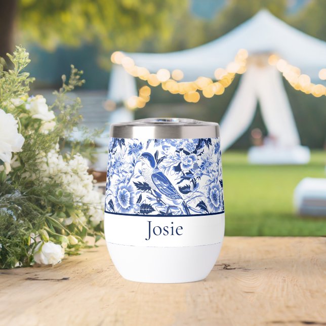 Blue Bird Chinoiserie Monograma  (Boda (girada))