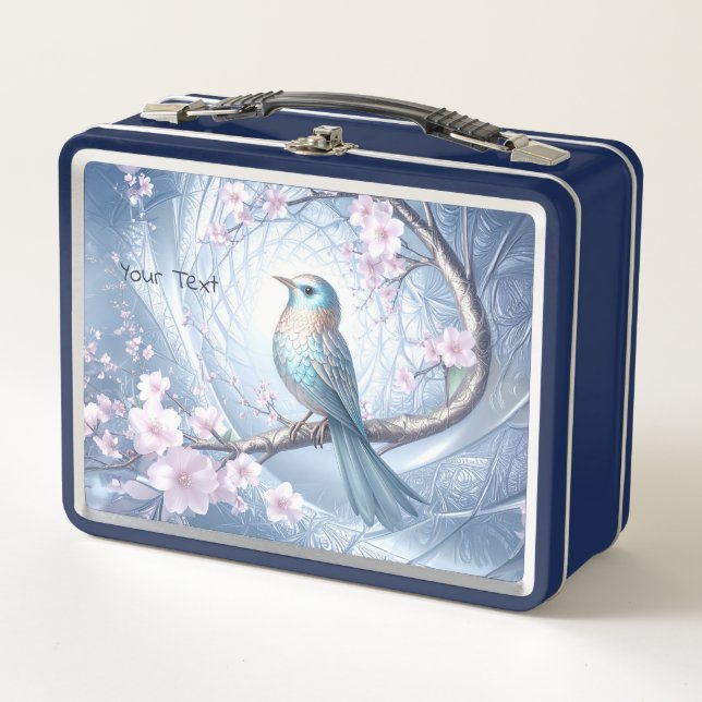 Blue Bird Floral Metal Lunch Box (Anverso)