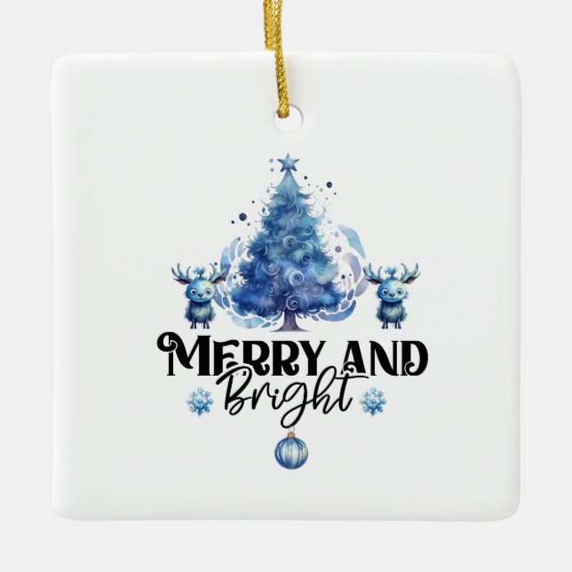 Blue Bliss: Ornamento navideño alegre y dulce (Anverso)