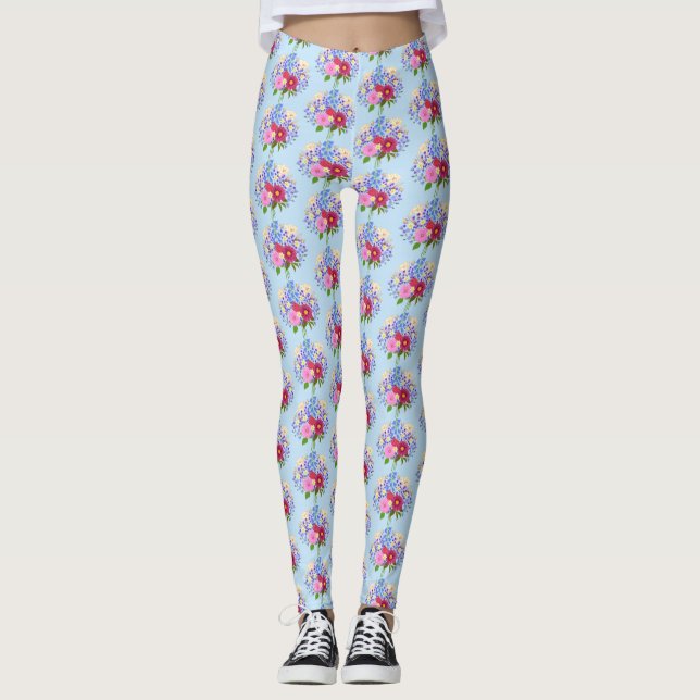 Blue Blumenstrauss Leggings (Anverso)
