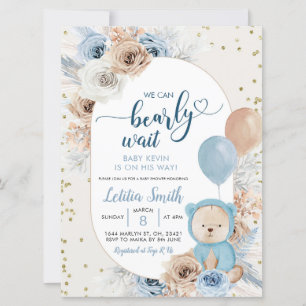 Blue boho bebe espera a bebé invitación a ducha