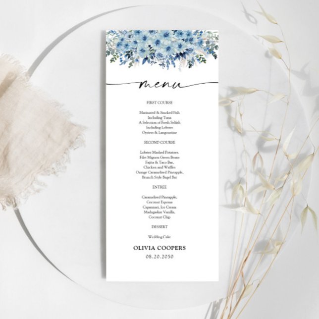 Blue Boho Floral Baby Shower Menu (Subido por el creador)