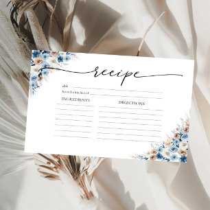 Blue Boho Floral Bridal Shower Tarjeta de gran rec