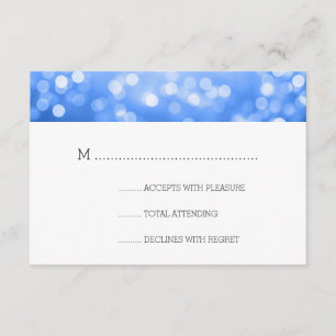 Blue Bokeh Luces Elegant Wedding RSVP