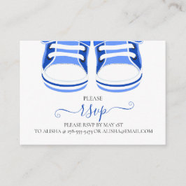 BLUE BOOTIES, tarjeta de gabinete RSVP de BABY SHO