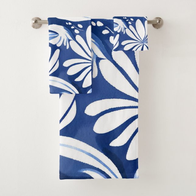 Blue Botanical Watercolor Floral Pattern (In situ)
