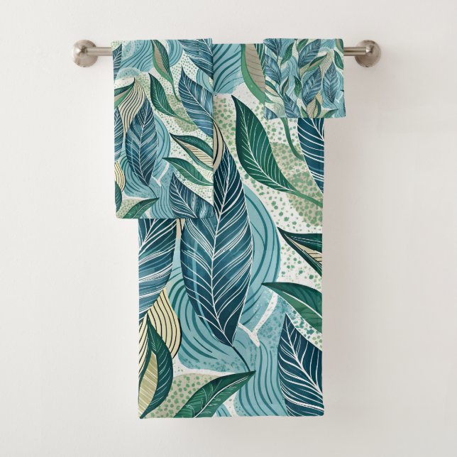 Blue Botanical Wave Modern Pattern (In situ)