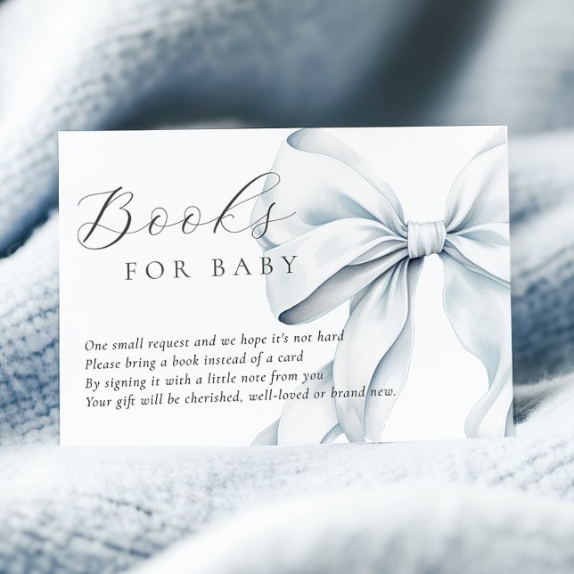 Blue Bow Baby Shower Books para la tarjeta de cier (Subido por el creador)