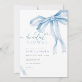 Blue Bow Bridal Shower Invitación Algo Azul