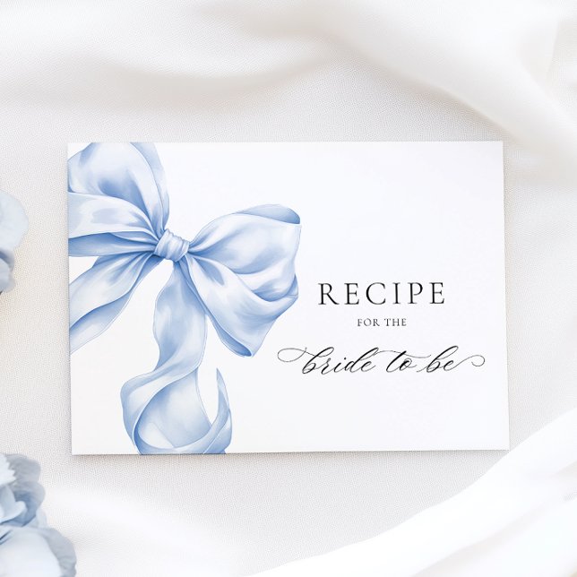 Blue Bow Bridal Shower Receta Tarjeta de Gabinete (Subido por el creador)
