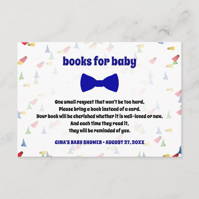 Blue Bow Tie Baby Boy Ducha Tarjetas de solicitud  (Anverso)
