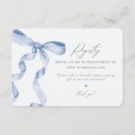 Blue Bow Tying Knot Registry, invitación a inserta