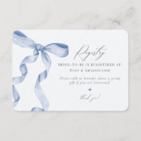 Blue Bow Tying Knot Registry, invitación a inserta