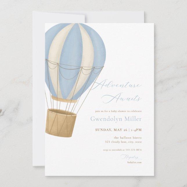 Blue Boy Adventure espera la invitación de Baby Sh (Anverso)