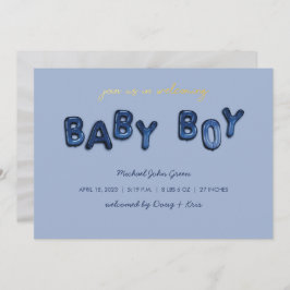 Blue Boy Mylar Balloon Baby Invitación