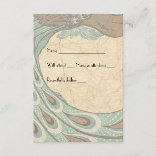 Blue Brown Faded Vintage Peacock rsvp