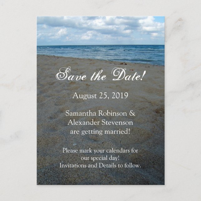 Blue Brown Sands Beach Wedding Guardar la tarjeta  (Anverso)