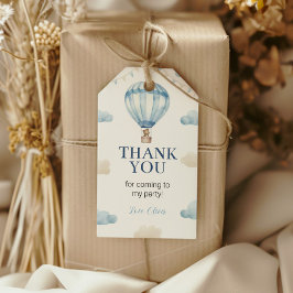 Blue Brown Teddy Bear Cumpleaños etiqueta de agrad