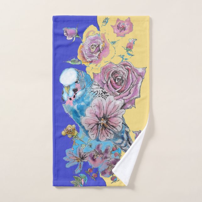 Blue Budgie Budgies Cute conjunto de toallas amari (Toalla de mano)