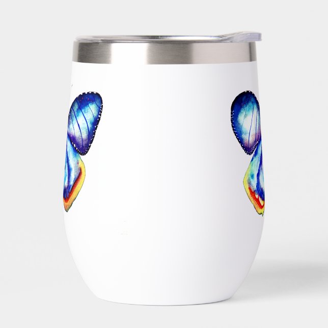 Blue Butterfly Art  Frosted Glass Mug (Izquierdo)