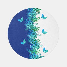 Blue Butterfly Garden Floral Rug