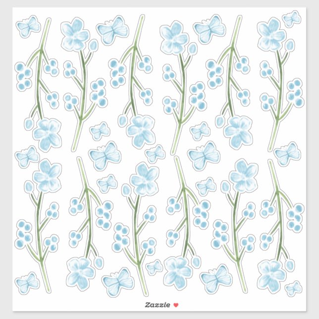 Blue Butterfly Haven Bedroom Wall Set de Pegatina (Hoja)