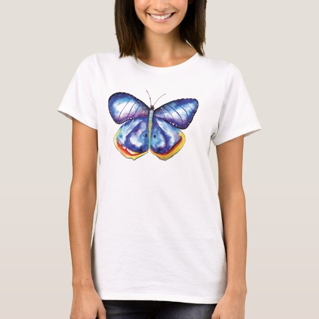 Blue Butterfly Pintando camiseta básica, blanco (Anverso)