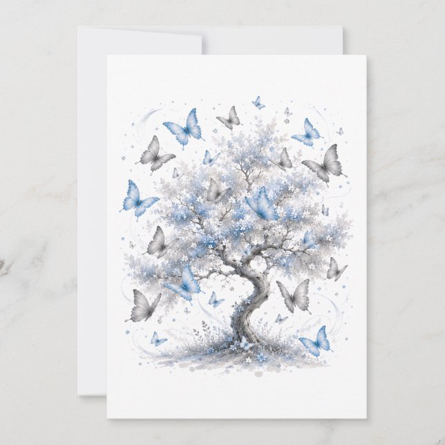 Blue Butterfly Tree Stationery Envelope (Anverso)